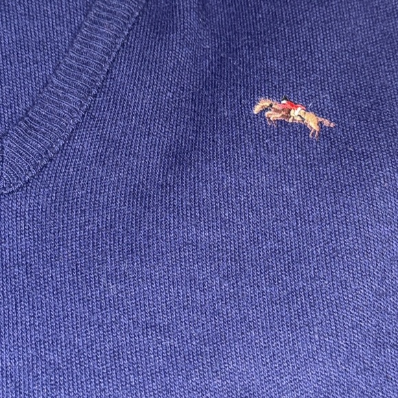 Vintage Steeplechase Navy V-Neck Long Sleeve Blank Logo Sweater MED - Picture 12 of 14